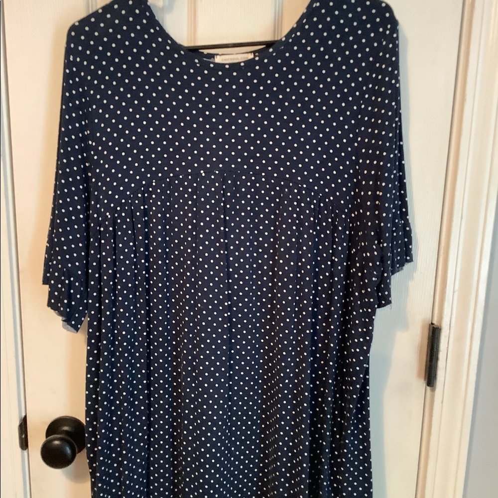 Chicsoul 1x blue/white polka dot shirt